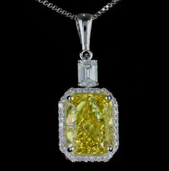 8.03 ct. Yellow Lab Diamond Halo Pendant