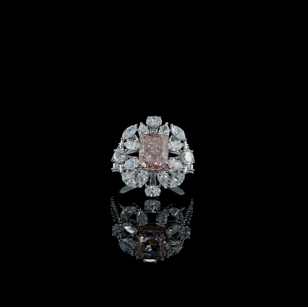 3.50 ct. Pink Cushion Lab Diamond Ring