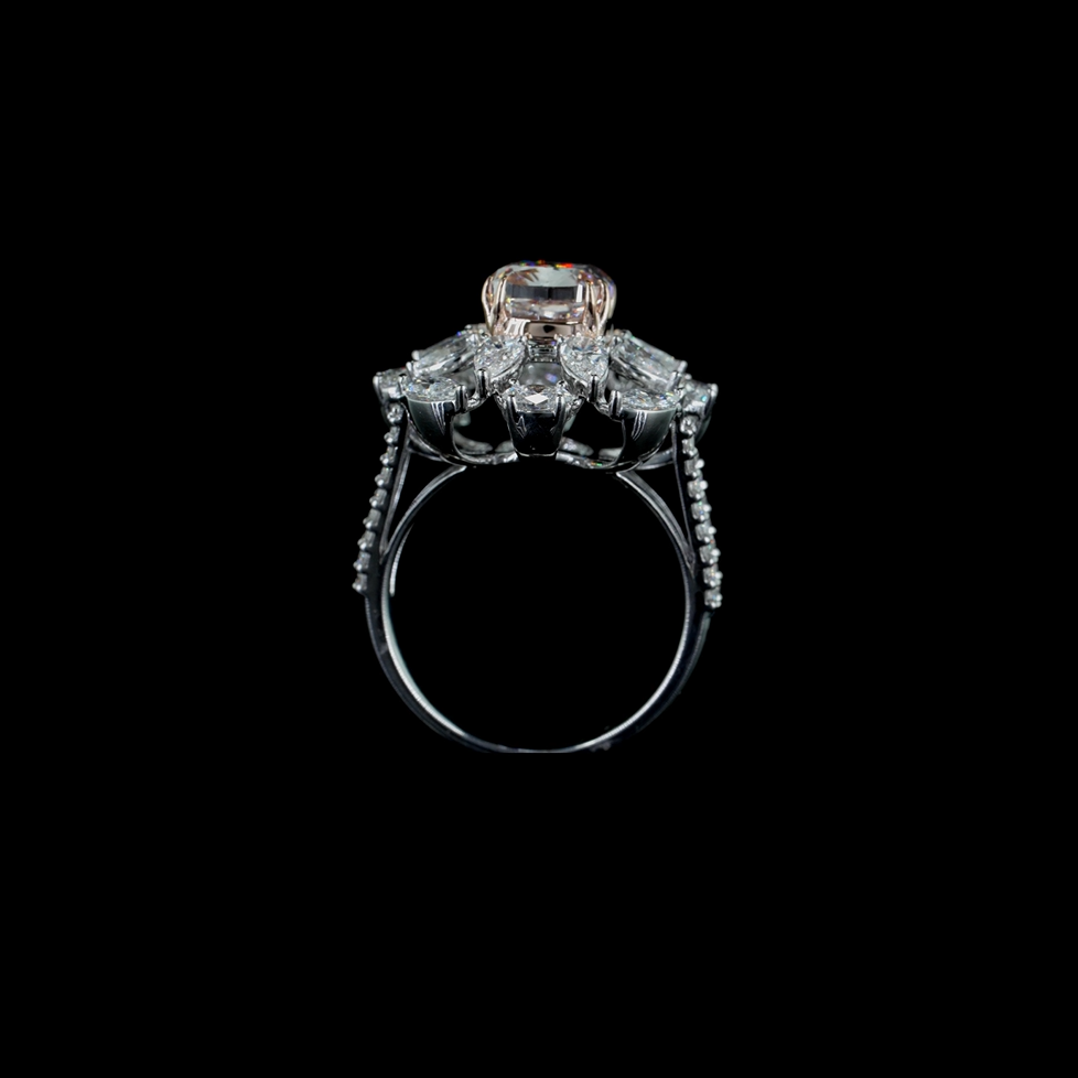 3.50 ct. Pink Cushion Lab Diamond Ring