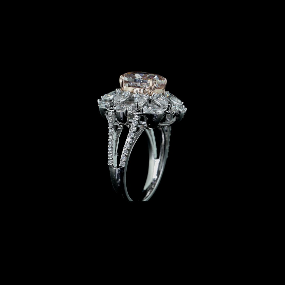 3.50 ct. Pink Cushion Lab Diamond Ring