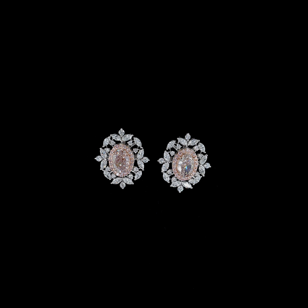 2.28 ct. Pink Oval Lab Diamond Necklace &amp; Earrings Set