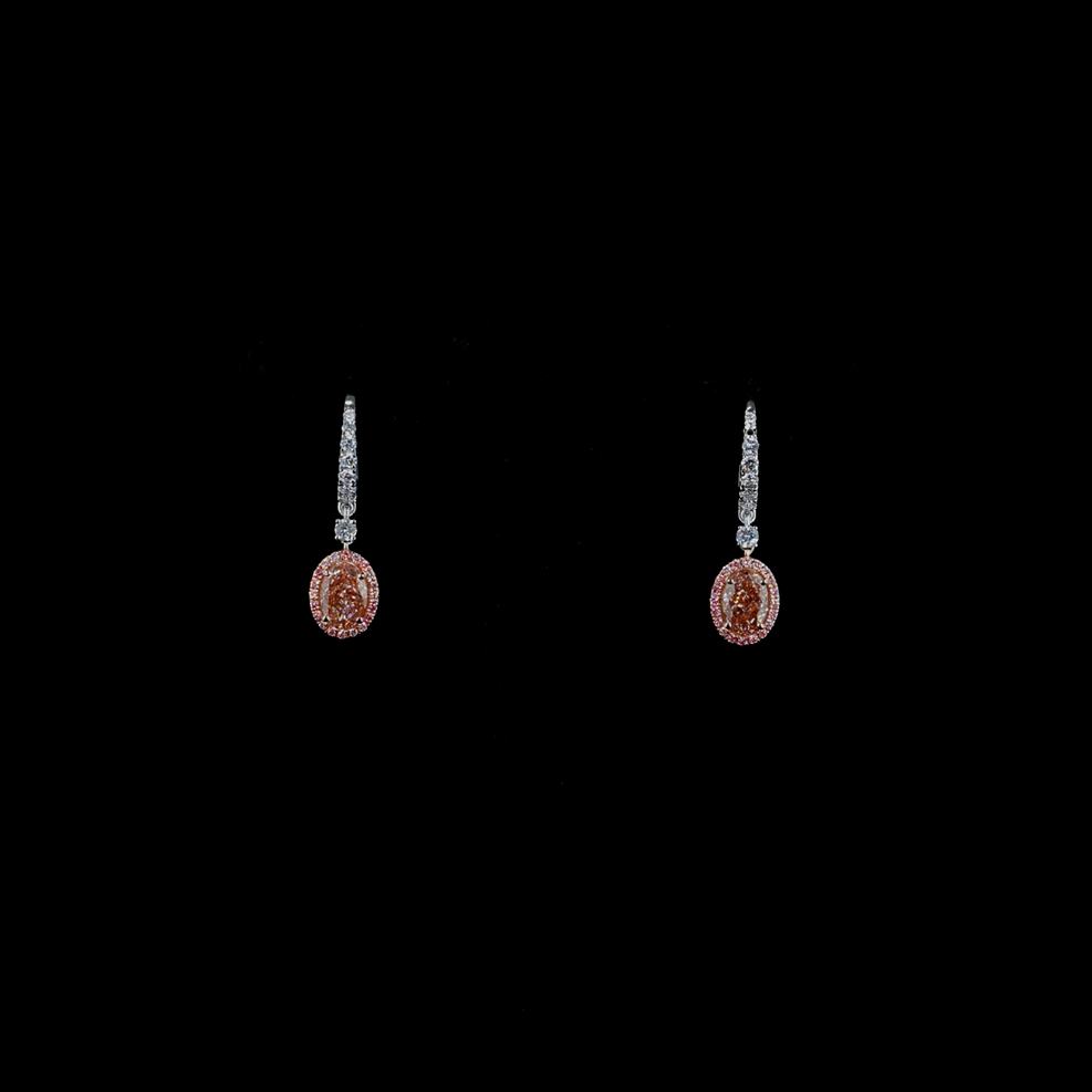 2.20 ct. Pink Elongated Oval Lab Diamond Earrings