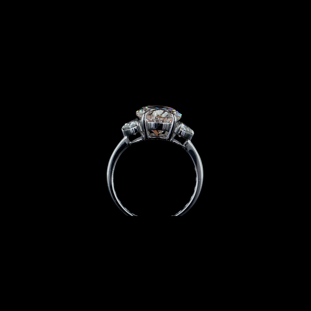 5.01 ct. Pink Oval Lab Diamond Three-Stone Ring