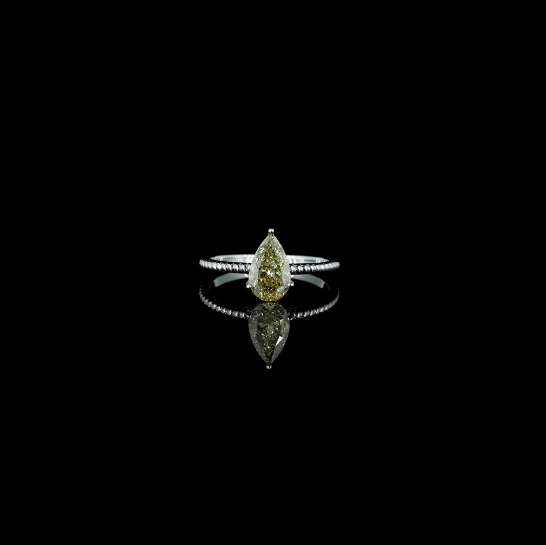 1.56 ct. Yellow Pear Lab Diamond Halo Ring