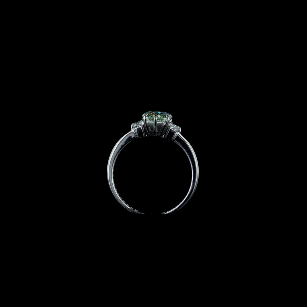 1.83 ct. Green Pear Lab Diamond Three-Stone Ring
