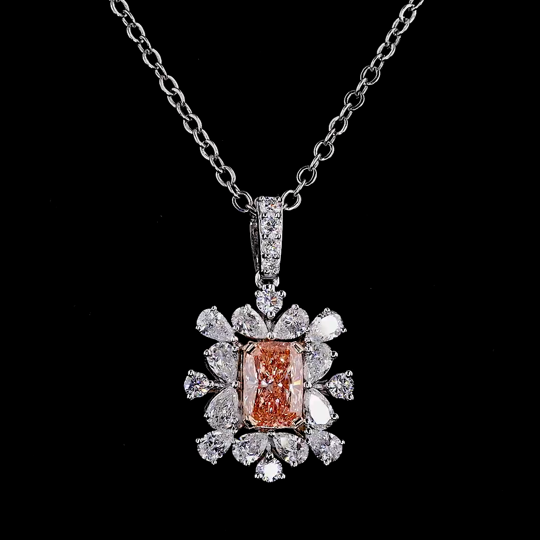 1.06 ct. Pink Elongated Cushion Lab Diamond Pendant
