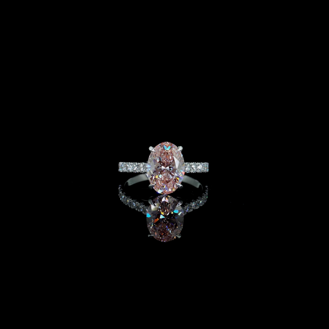3.01 ct. Pink Oval Lab Diamond Halo Ring