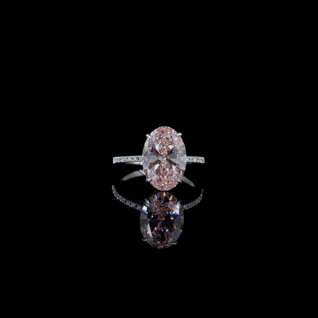 5.03 ct. Pink Oval Lab Diamond Halo Ring