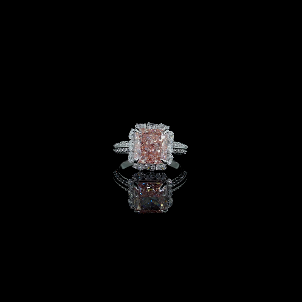 5.00 ct. Pink Round Lab Diamond Halo Ring