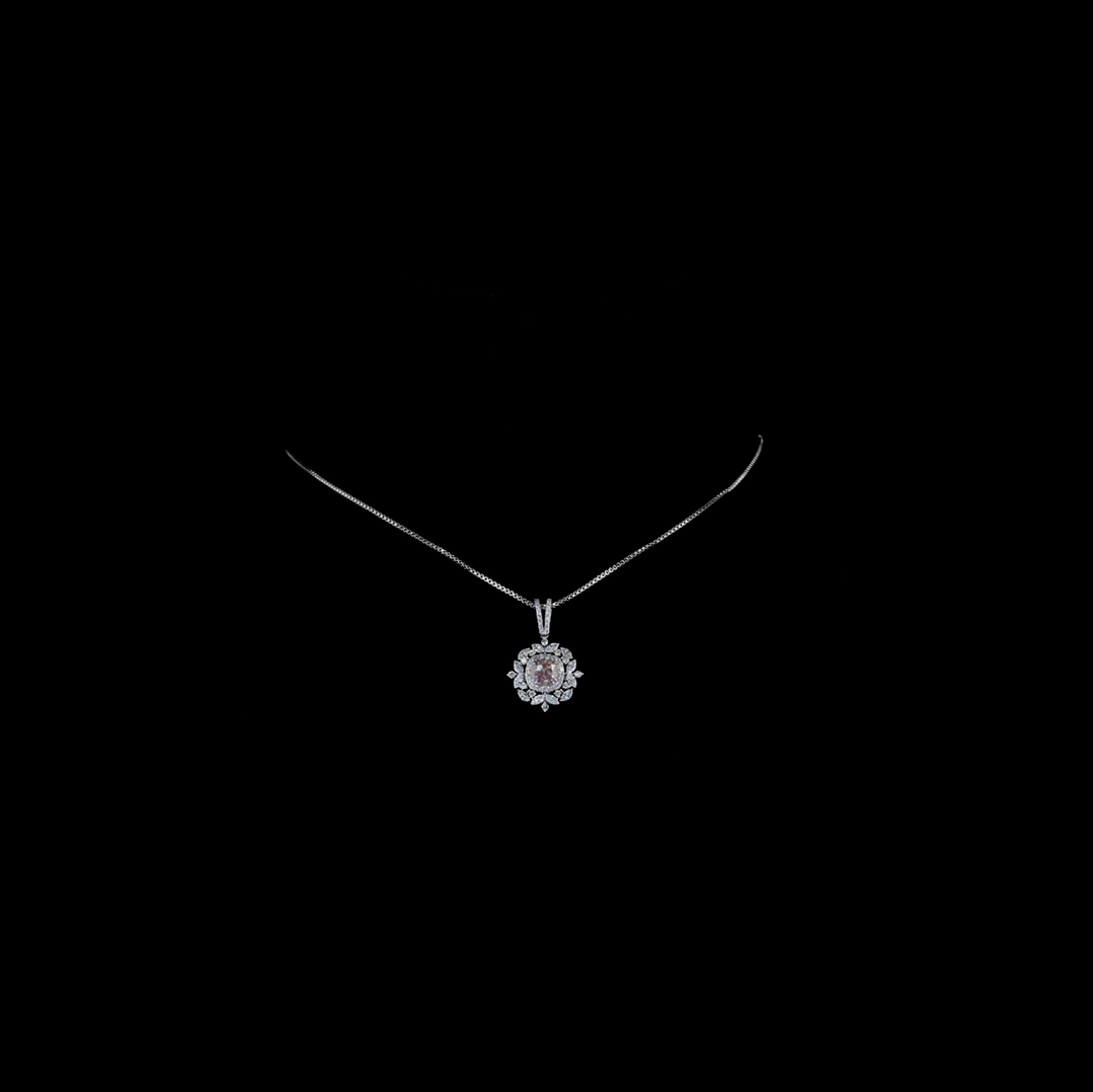 1.50 ct. Pink Cushion Lab Diamond Halo Pendant