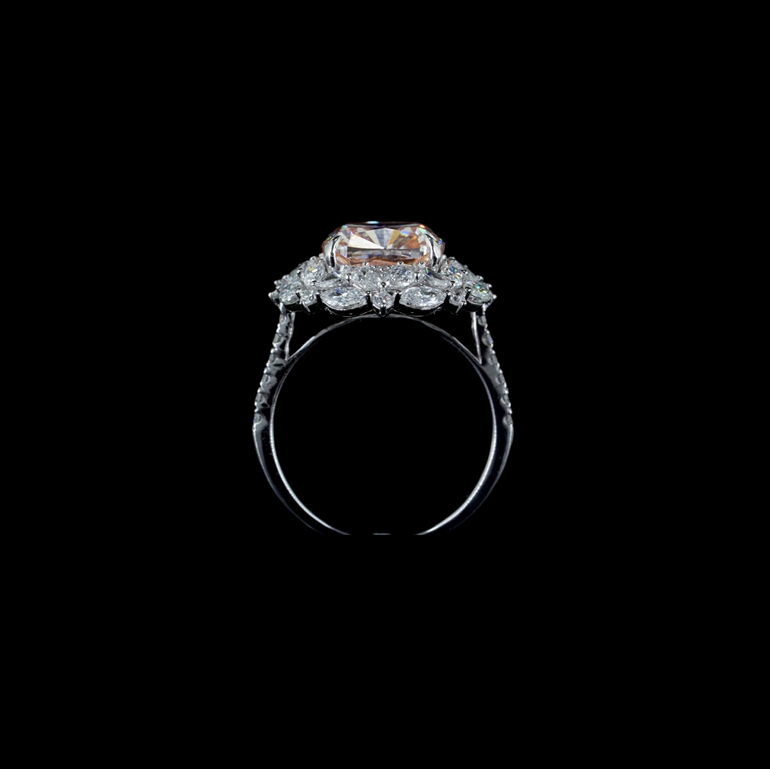 5.08 ct. Pink Square Cushion Lab Diamond Halo Ring