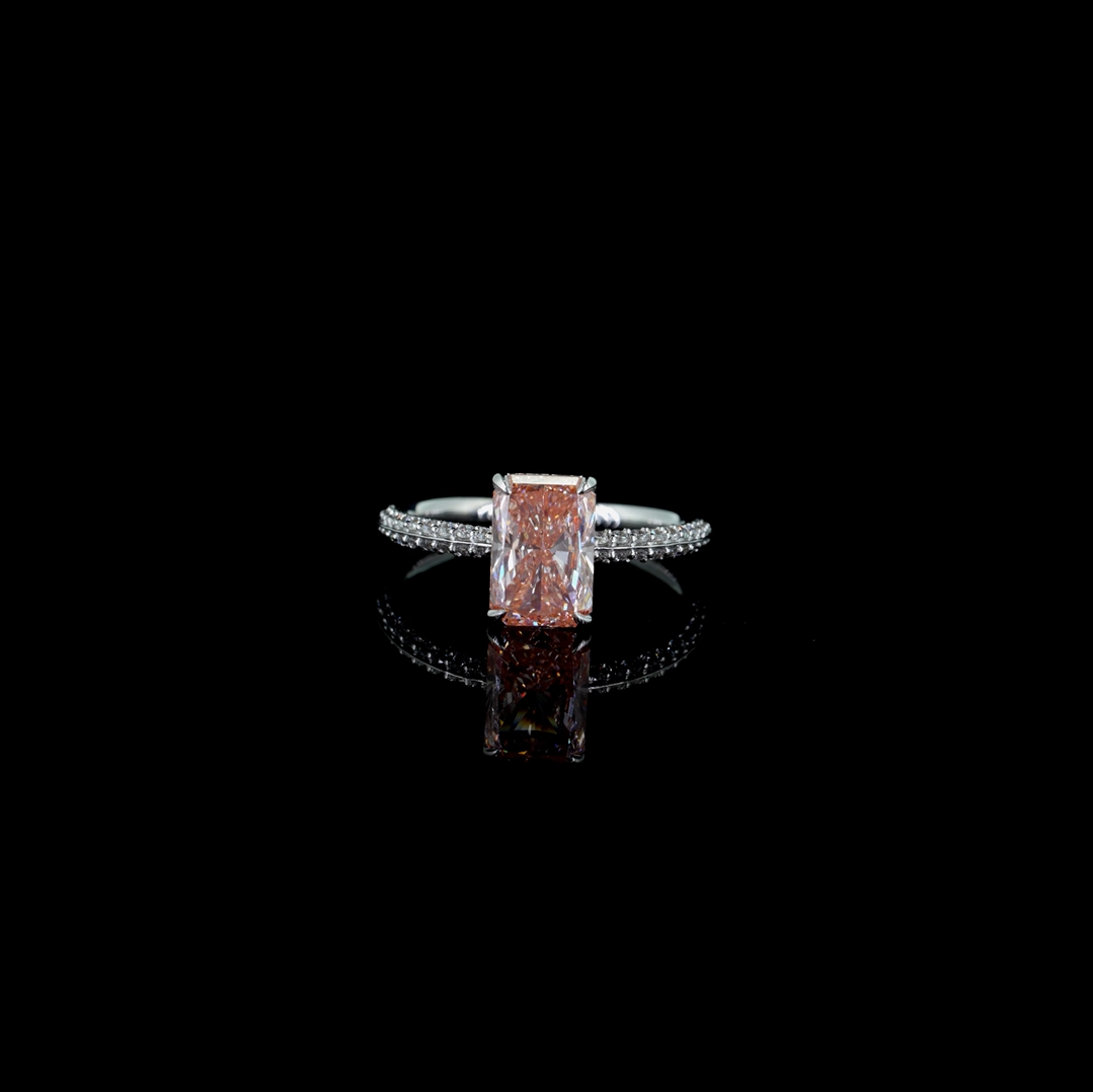 2.00 ct. Pink Radiant Lab Diamond Halo Ring