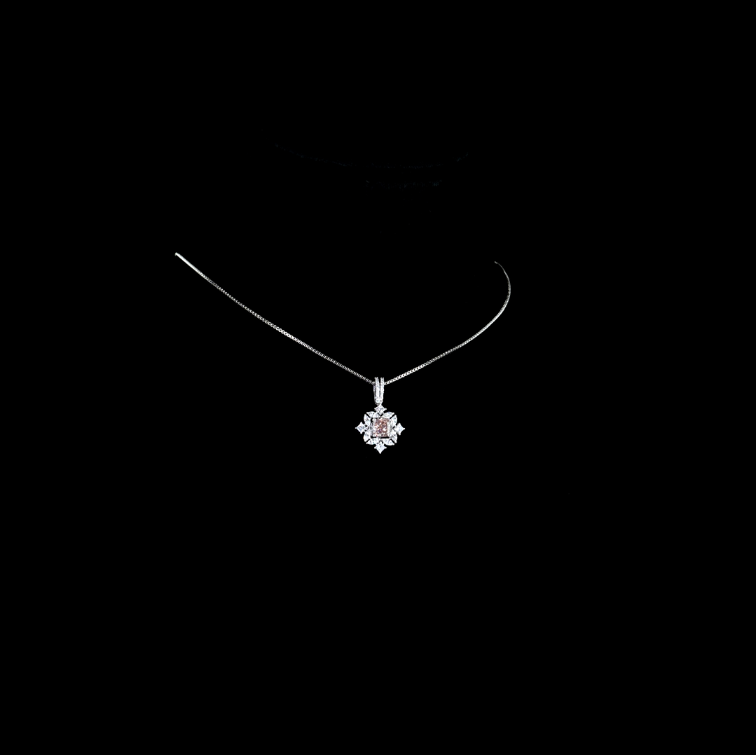 3.01 ct. Pink Square Cushion Lab Diamond Halo Pendant
