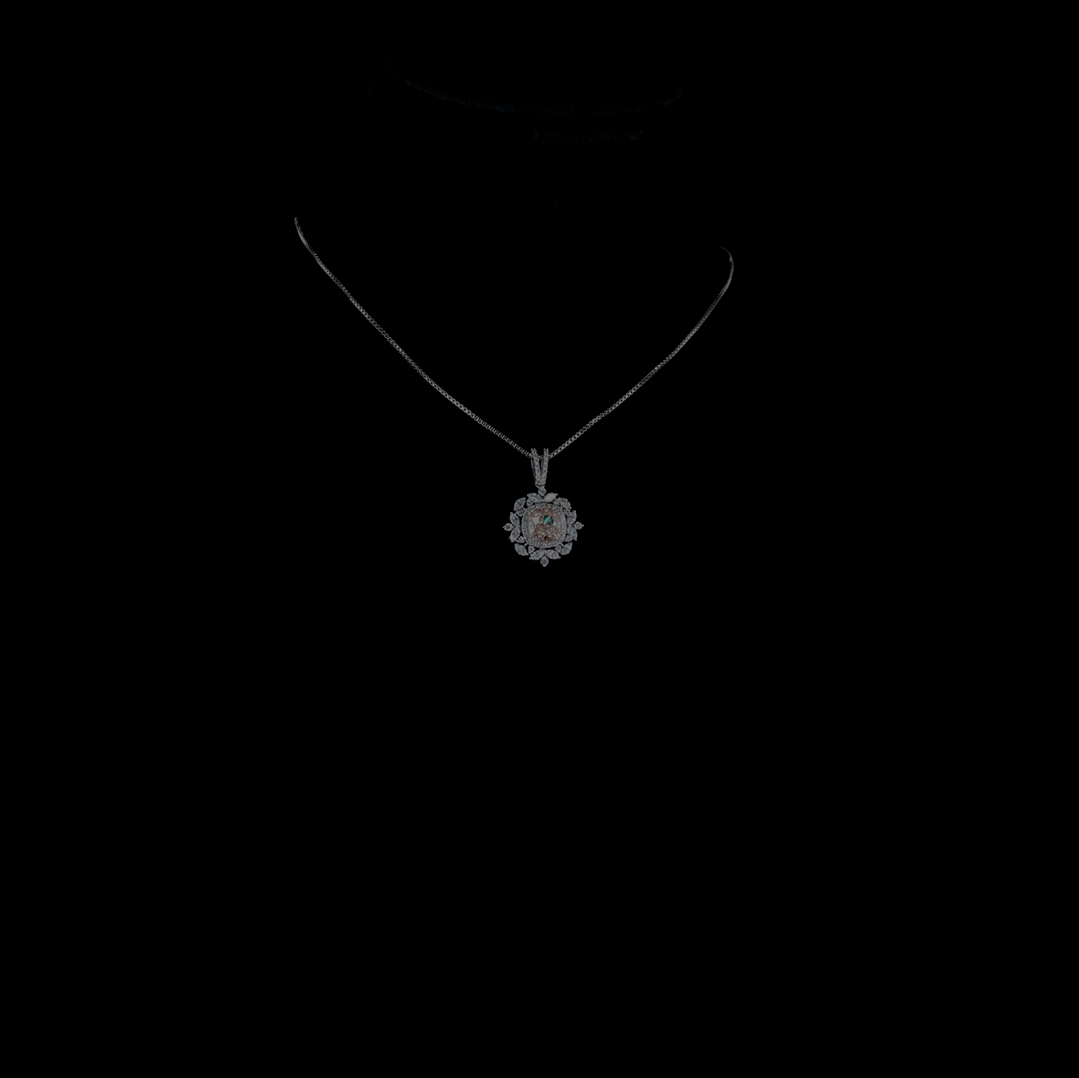 1.01 ct. Pink Cushion Lab Diamond Halo Pendant