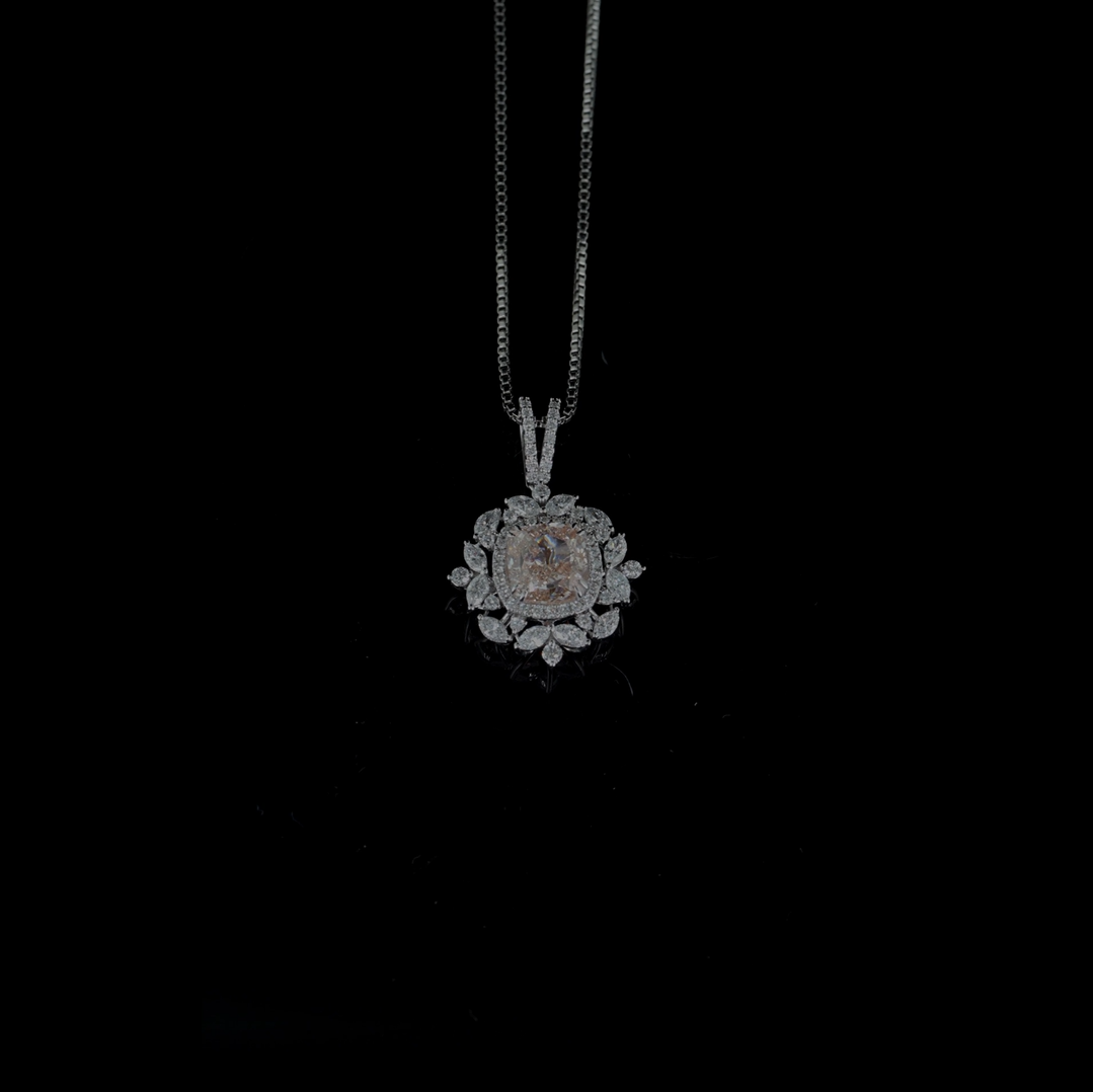 1.01 ct. Pink Cushion Lab Diamond Halo Pendant