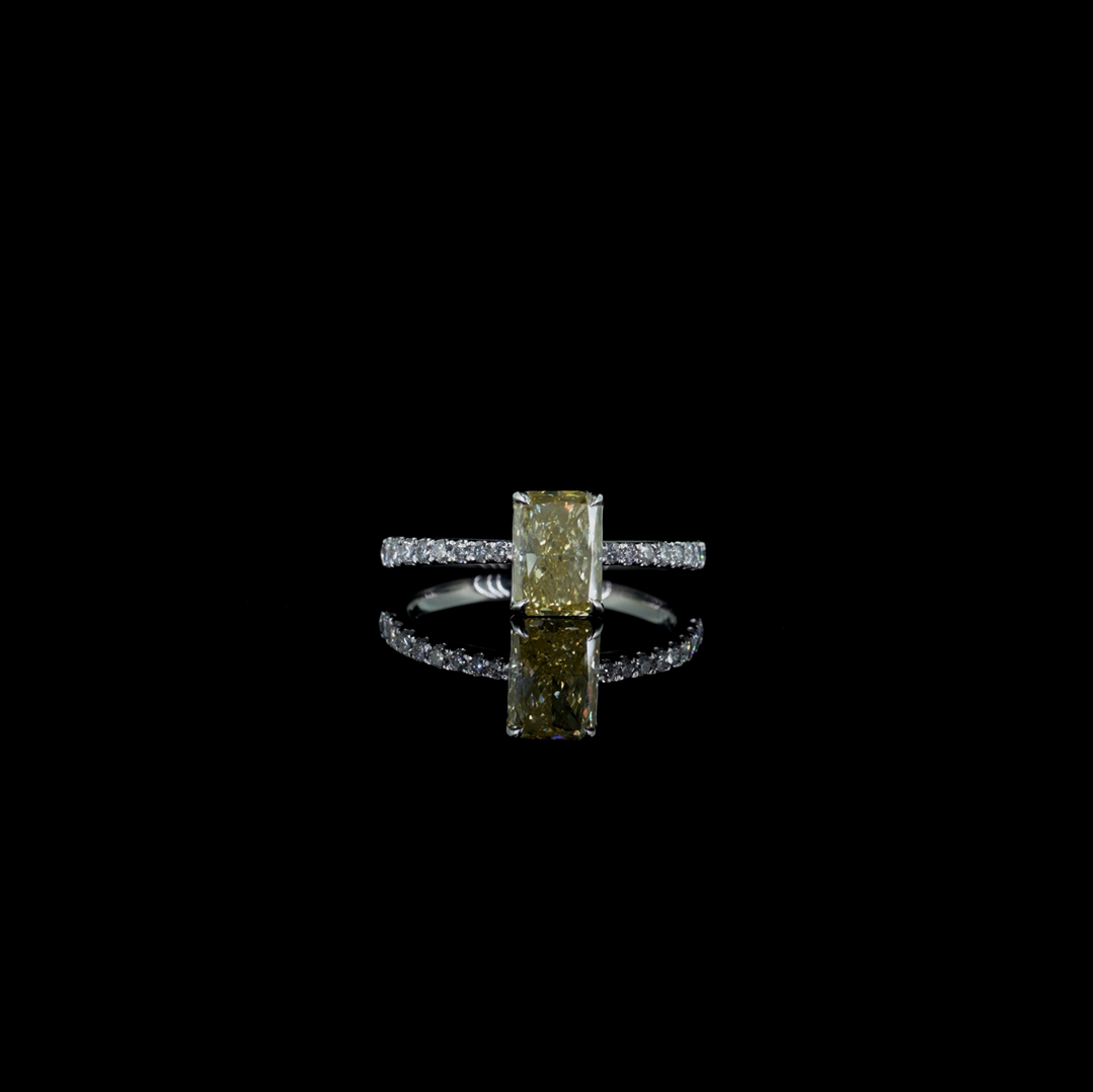 1.53 ct. Yellow Radiant Lab Diamond Ring
