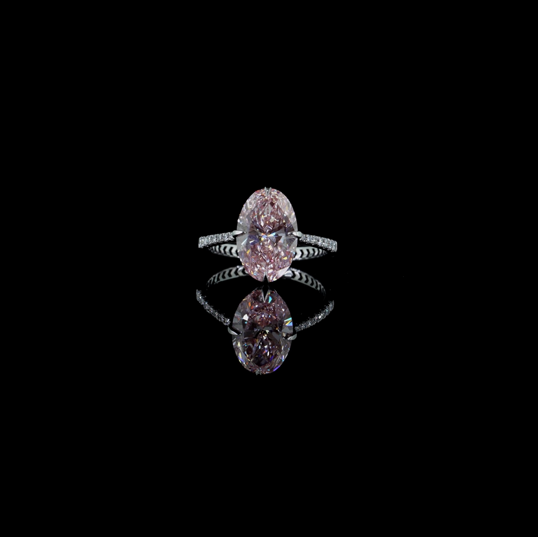 4.08 ct. Pink Oval Lab Diamond Ring