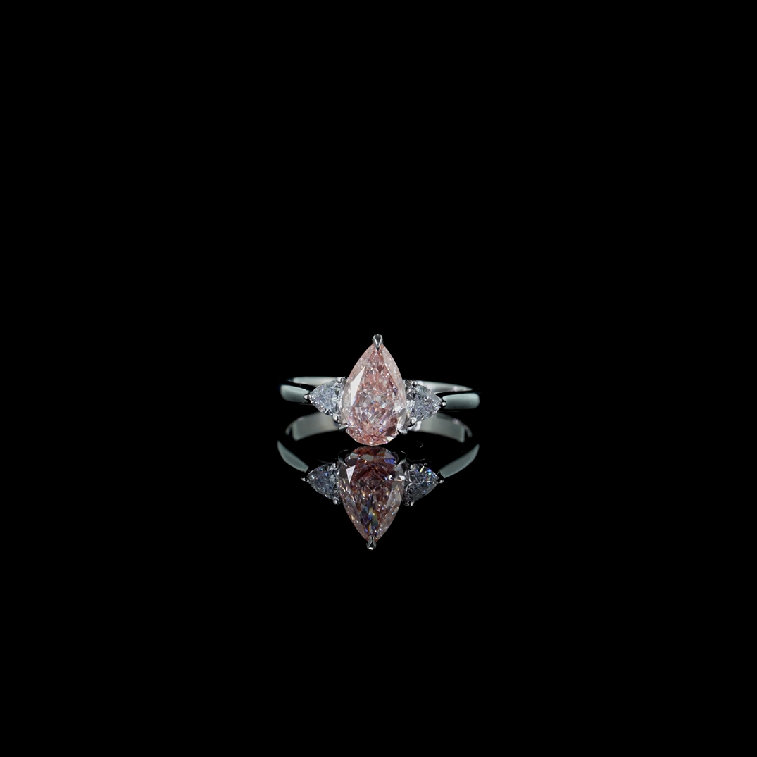 1.45 ct. Pink Pear Lab Diamond Three-Stone Ring