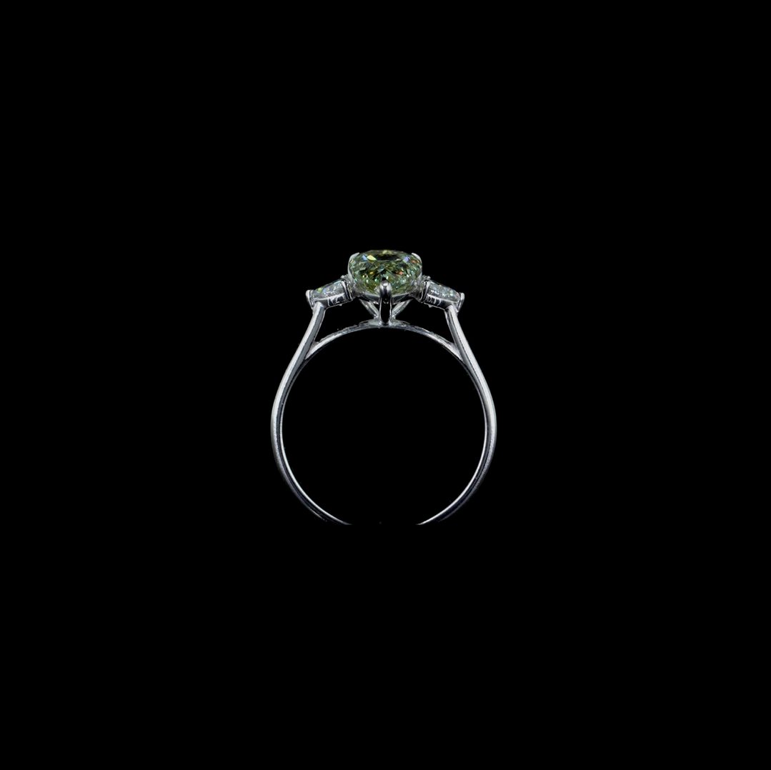 1.97 ct. Green Pear Lab Diamond Three-Stone Ring