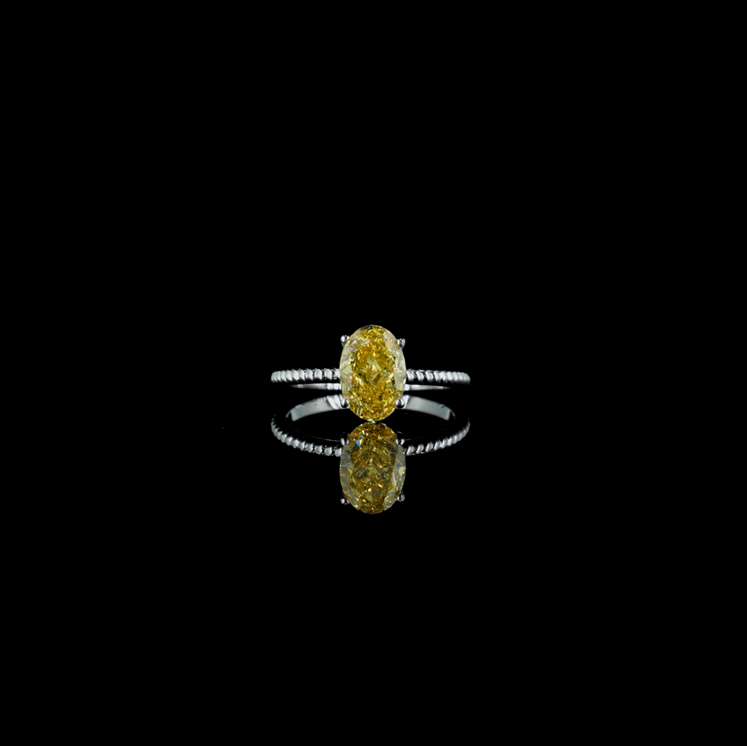 2.12 ct. Yellow Oval Lab Diamond Solitaire Ring