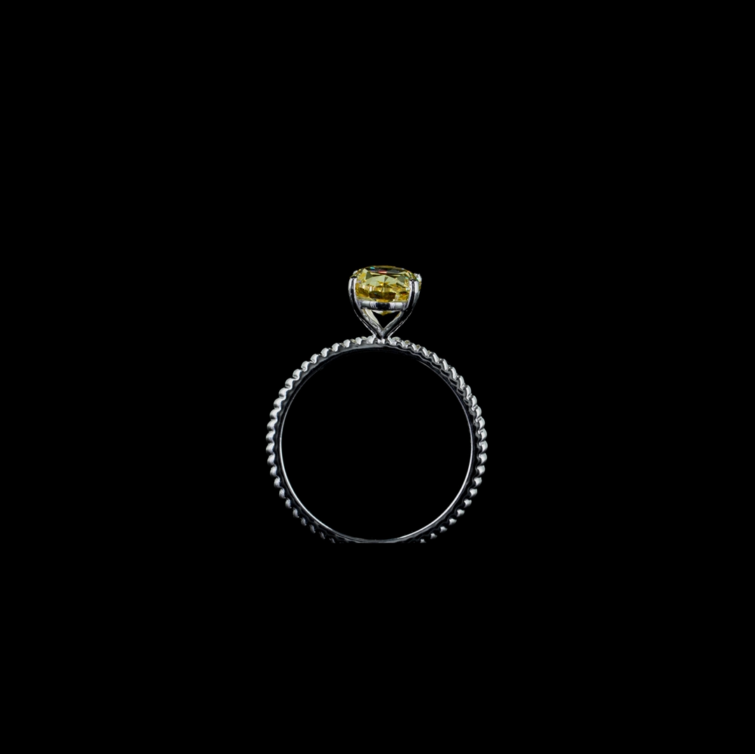 2.12 ct. Yellow Oval Lab Diamond Solitaire Ring