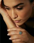 3.38 ct. Blue Lab Diamond 4-Piece Floral Ring