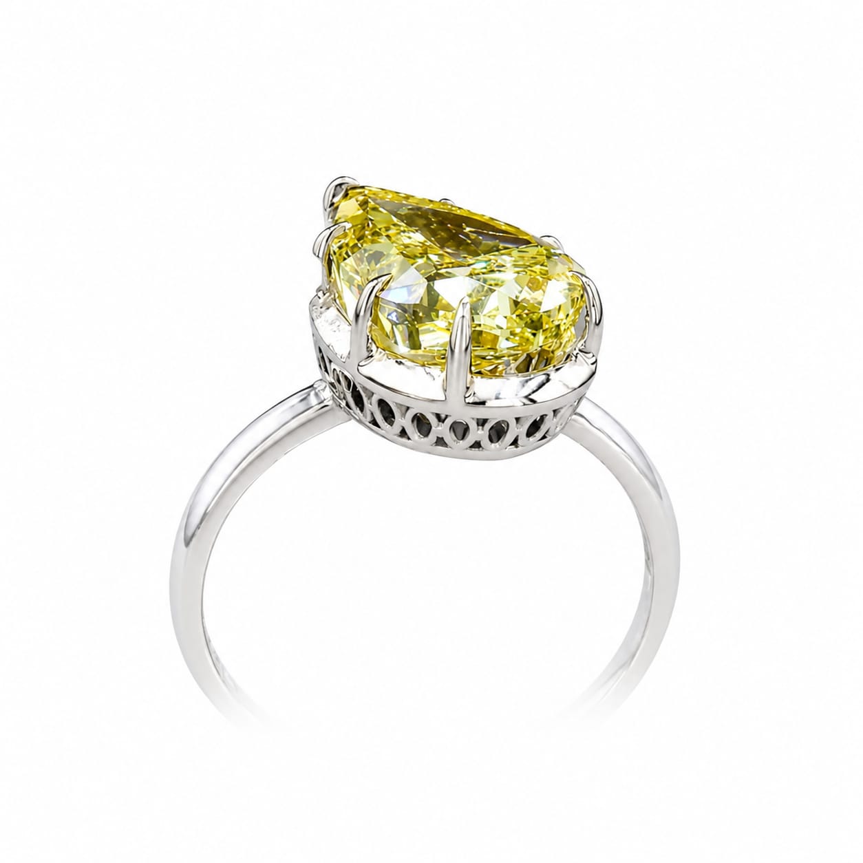 5.05 ct. Yellow Pear Lab Diamond Solitaire Ring