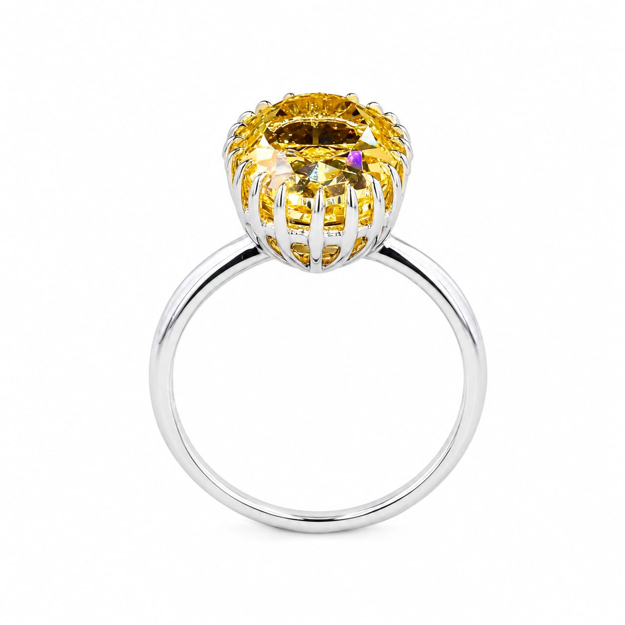 8.04 ct. Yellow Oval Lab Diamond Solitaire Ring