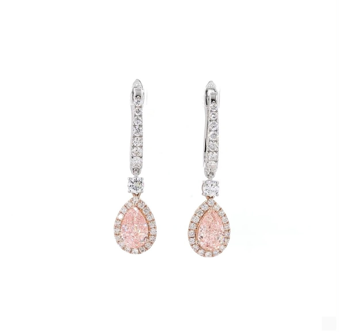 3.08 ct. Pink Pear Lab Diamond Drop Earrings