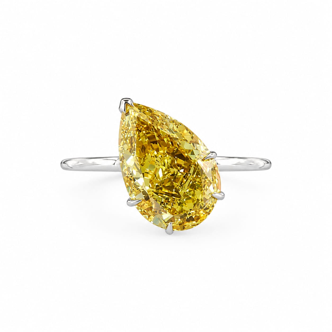 5.05 ct. Yellow Pear Lab Diamond Solitaire Ring