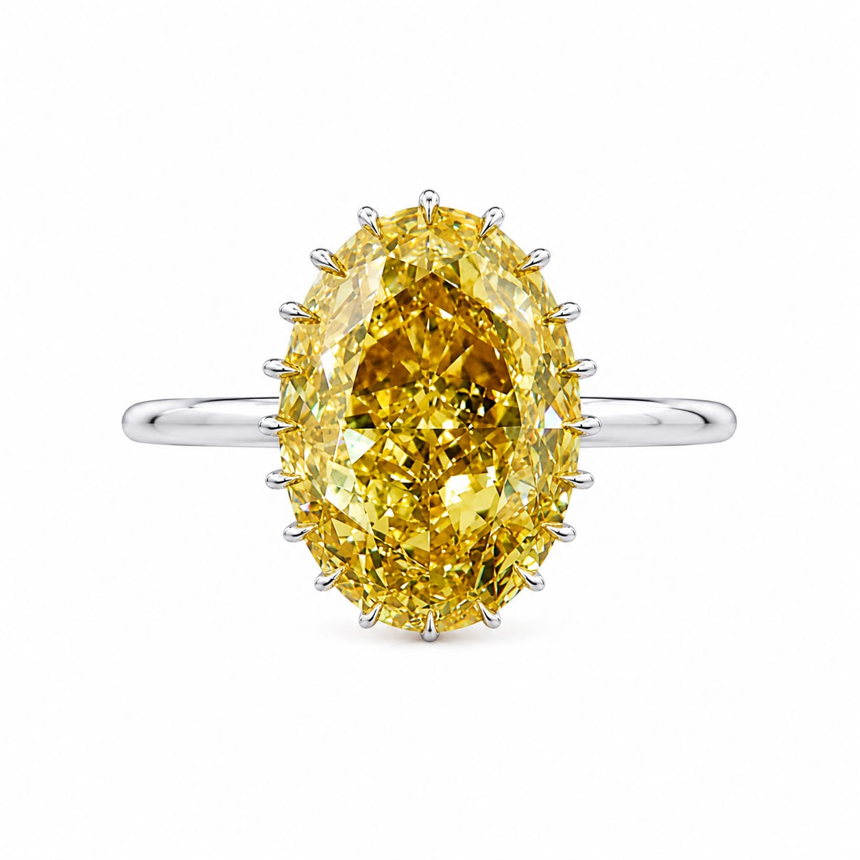 8.04 ct. Yellow Oval Lab Diamond Solitaire Ring