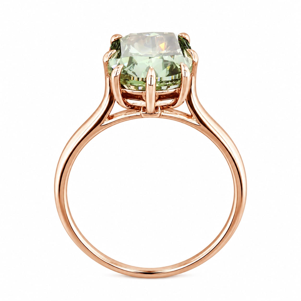 3.07 ct. Green Cushion Lab Diamond Solitaire Ring