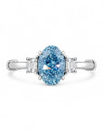 2.07 ct. Blue Oval Lab Diamond Three-Stone Ring