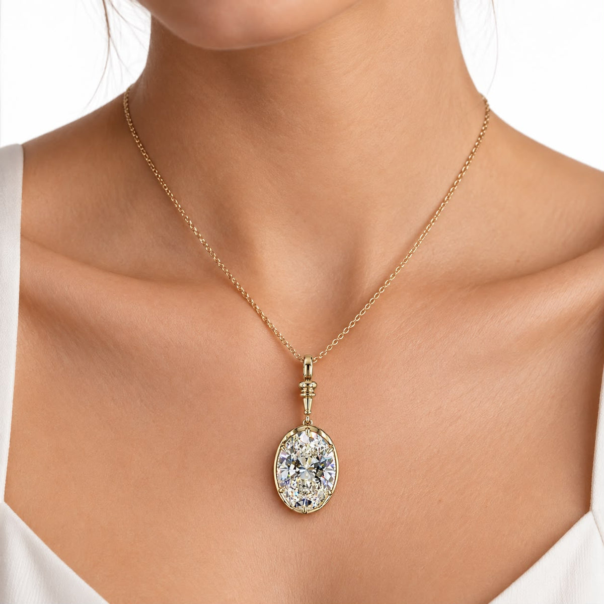 10.03 ct. White Oval Lab Diamond Pendant