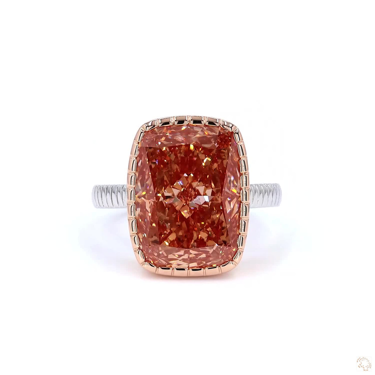 10.34 ct. Brown Pink Cushion Lab Diamond Ring