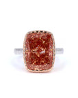 10.34 ct. Brown Pink Cushion Lab Diamond Ring