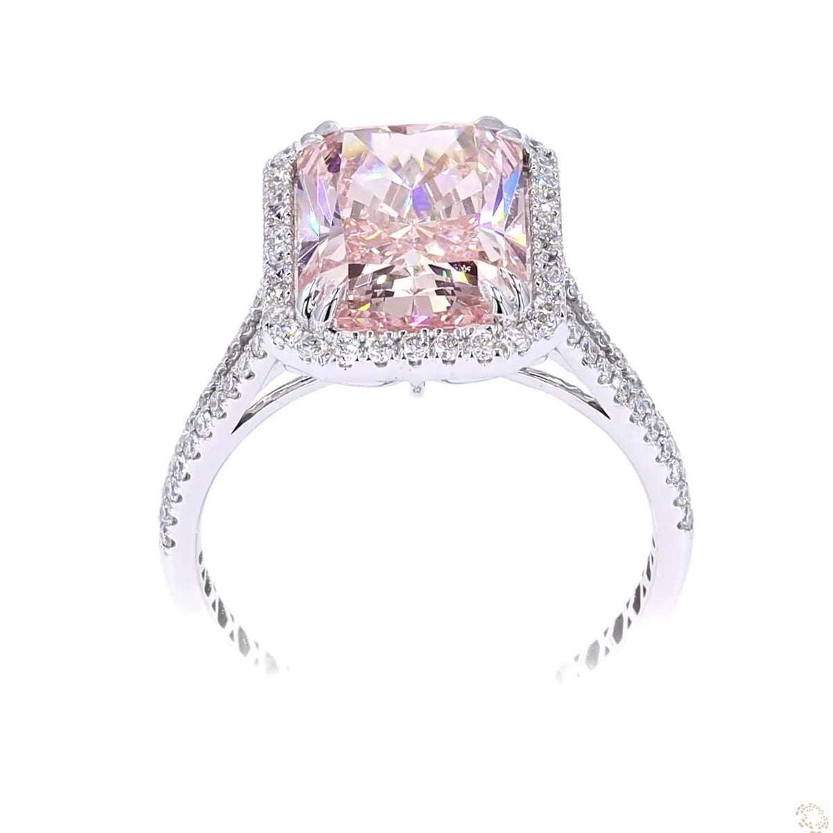5.03 ct. Pink Lab Diamond Halo Ring