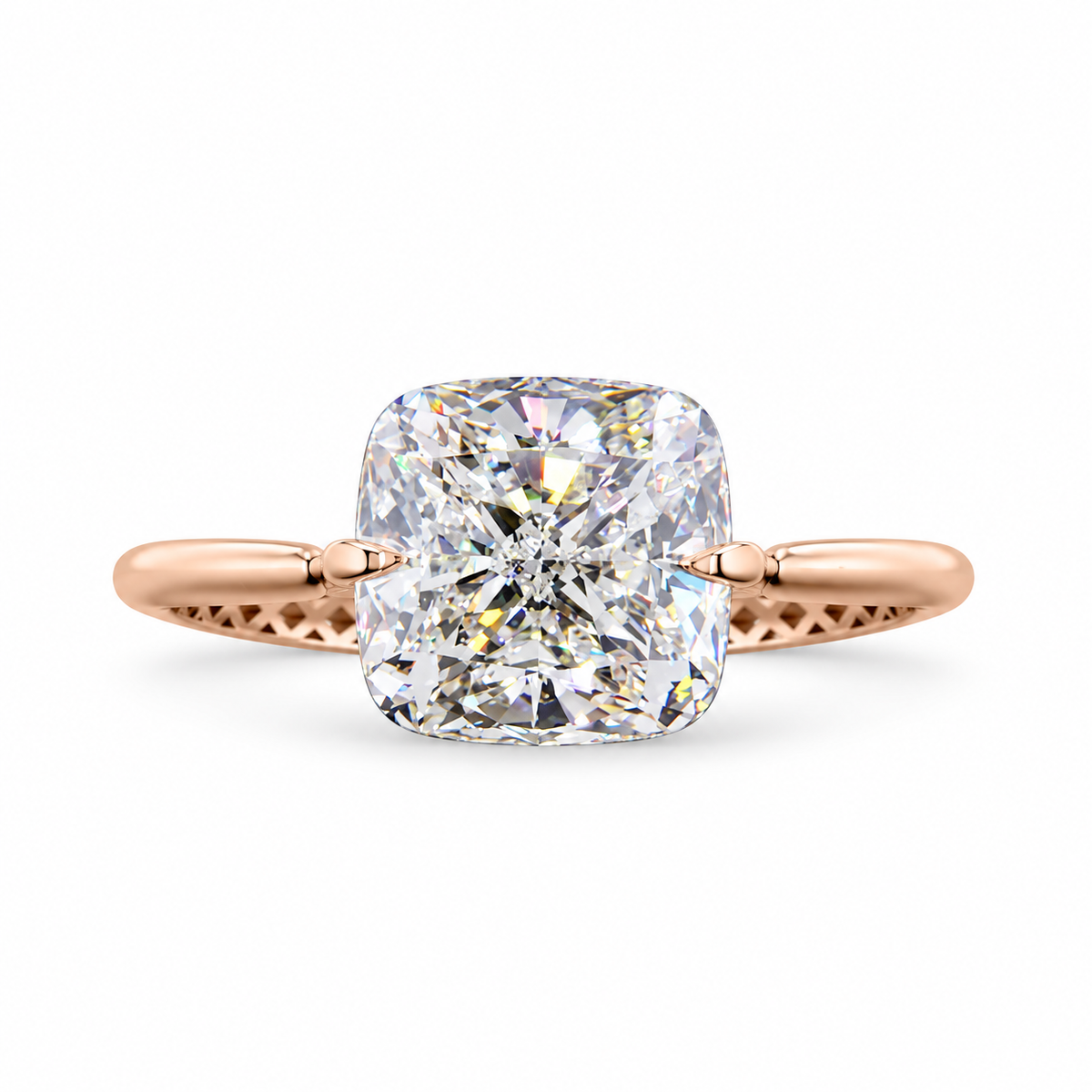 3.53 ct. White Cushion Lab Diamond Ring