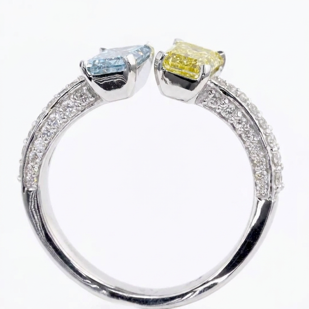 1.75 ct. Yellow/Blue Lab Diamond 2-Piece Ring