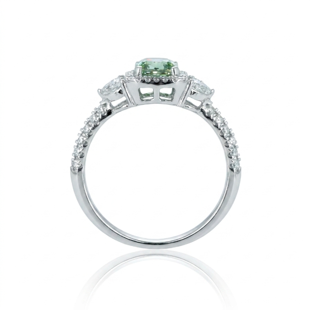 1.14 ct. Green Lab Diamond Side Stone Ring