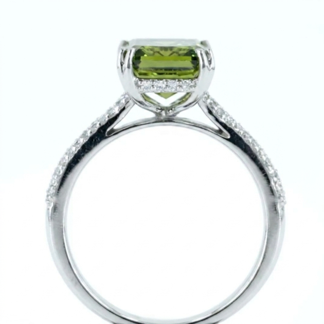 5.03 ct. Green Lab Diamond Solitaire(Pavé) Ring