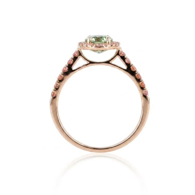 1.62 ct. Green Lab Diamond Halo Ring
