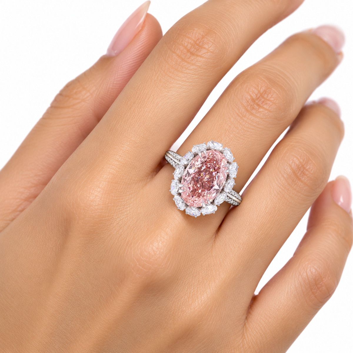 6.31 ct. Pink Lab Diamond Oval Ring