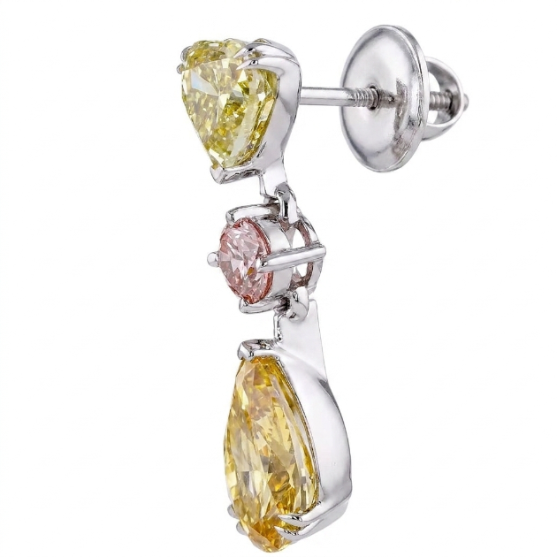 3.71 ct. Yellow Lab Diamond Drop Earrings