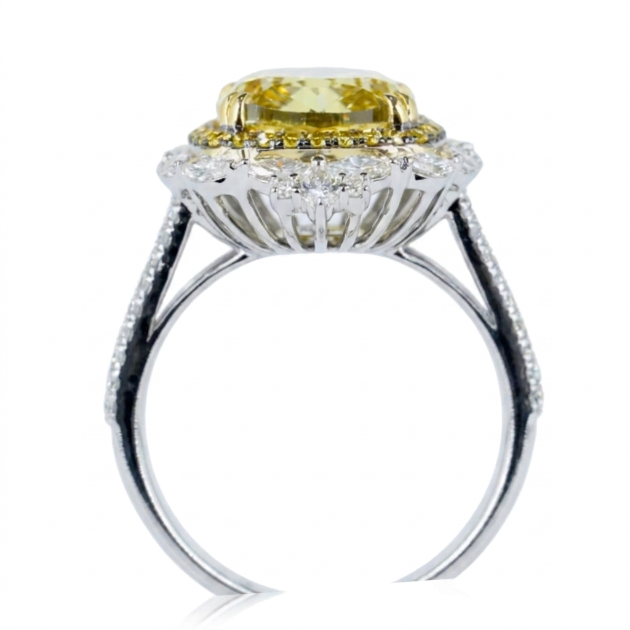 8.20 ct. Yellow Lab Diamond Halo Ring