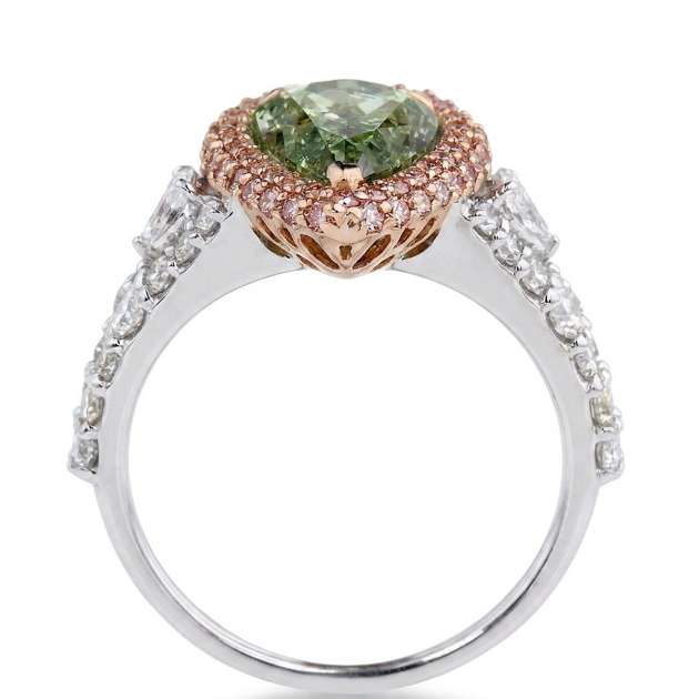 3.41 ct. Green Lab Diamond Halo(Pavé) Ring