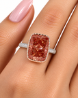 10.34 ct. Brown Pink Cushion Lab Diamond Ring