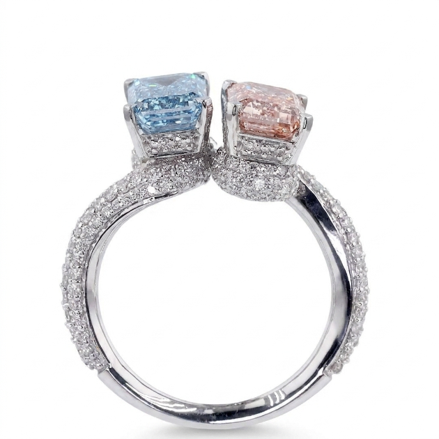 3.92 ct. Blue/Pink Lab Diamond 2-Piece Ring
