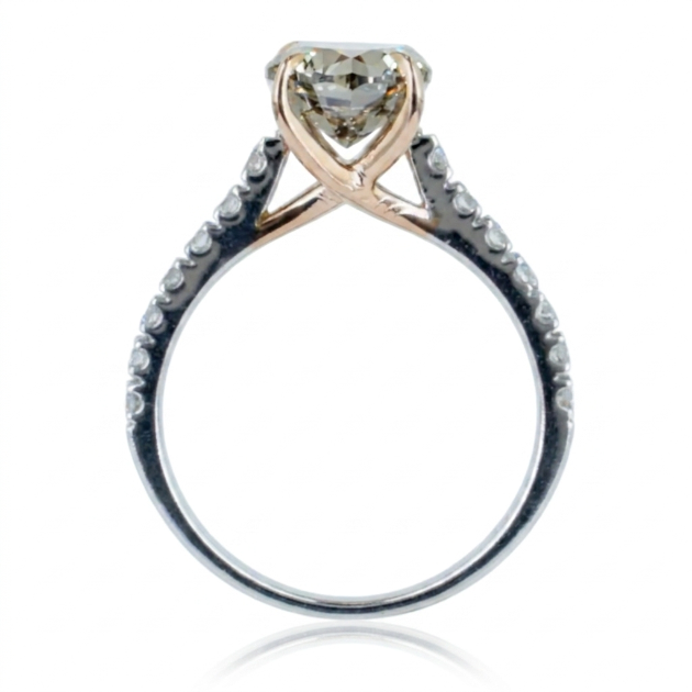 3.41 ct. Dark Yellow Lab Diamond Solitaire(Pavé) Ring