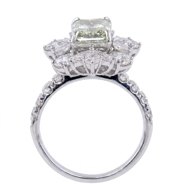2.26 ct. Green Lab Diamond Halo Ring